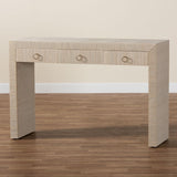 Modern European furniture - Natural Grasscloth 3 Drawer Console Table - www.oroa.com