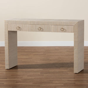 Natural Grasscloth 3 Drawer Console Table | Bali Loom Cielo | Oroa.com