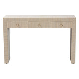 Modern European furniture - Natural Grasscloth 3 Drawer Console Table - www.oroa.com
