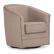 Modern European furniture - Beige Studded Swivel Tub Chair - www.oroa.com