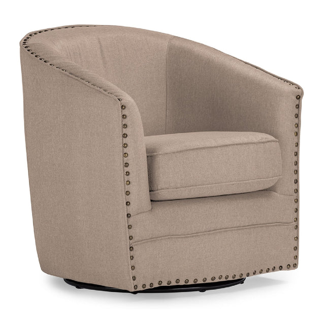 Modern European furniture - Beige Studded Swivel Tub Chair - www.oroa.com