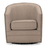 Modern European furniture - Beige Studded Swivel Tub Chair - www.oroa.com