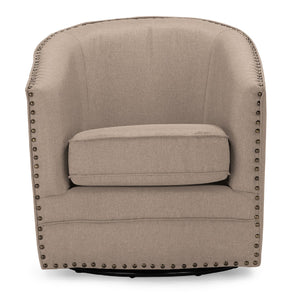 Modern European furniture - Beige Studded Swivel Tub Chair - www.oroa.com