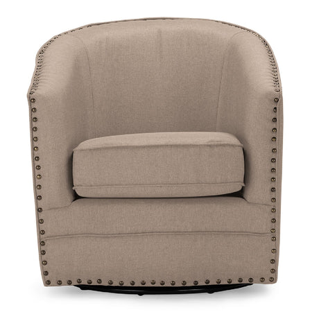 Modern European furniture - Beige Studded Swivel Tub Chair - www.oroa.com