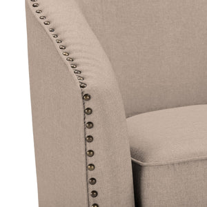 Modern European furniture - Beige Studded Swivel Tub Chair - www.oroa.com