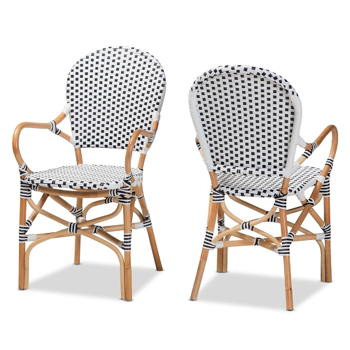   Contract furniture - Indoor Outdoor Two Toned Weaving Bistro Chairs 2 - www.oroatrade.com | Oroa.com