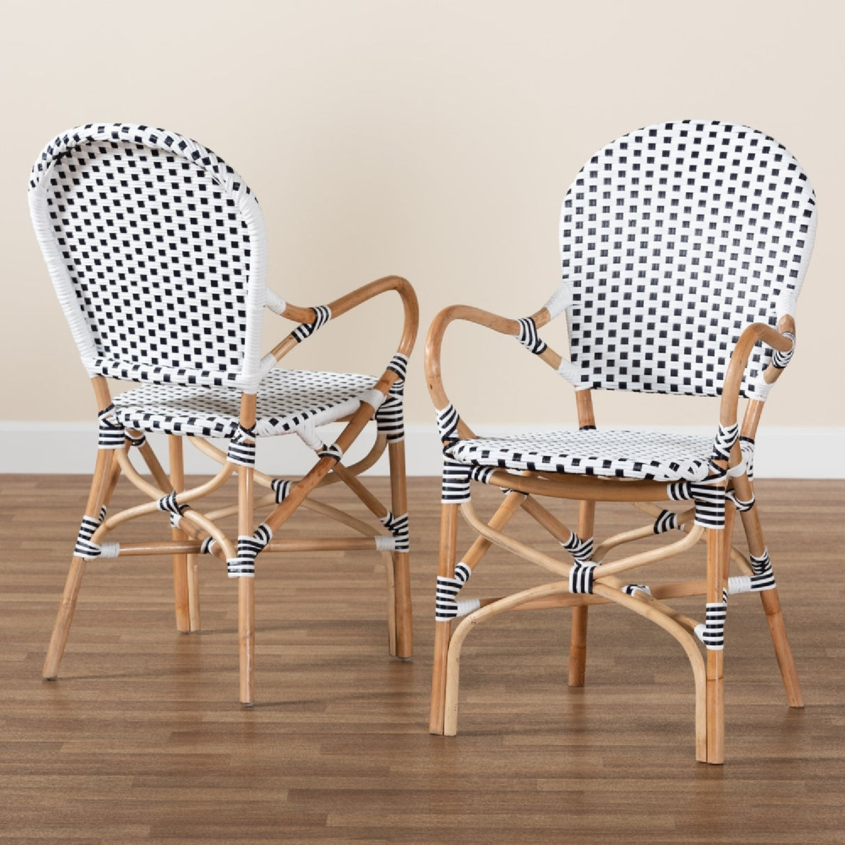   Contract furniture - Indoor Outdoor Two Toned Weaving Bistro Chairs 2 - www.oroatrade.com | Oroa.com