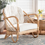 Modern European furniture - Natural Rattan Padded Lounge Chair - www.oroa.com