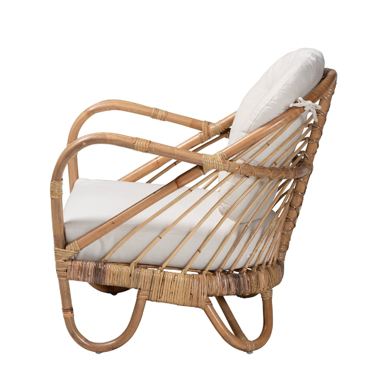 Modern European furniture - Natural Rattan Padded Lounge Chair - www.oroa.com