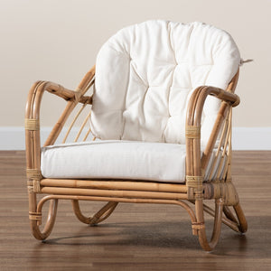 Modern European furniture - Natural Rattan Padded Lounge Chair - www.oroa.com