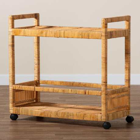 Modern European furniture - Rattan 2-Tier Kitchen Cart - www.oroa.com