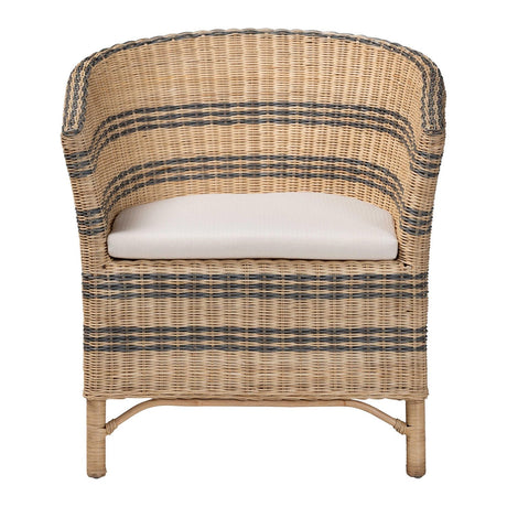 Modern European furniture - Striped Rattan Curved Accent Chair - www.oroa.com