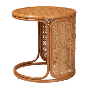 Woven Rattan Round End Table | Bali Loom Eldon | Oroa.com