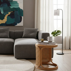 Woven Rattan Round End Table | Bali Loom Eldon | Oroa.com