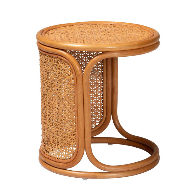 Woven Rattan Round End Table | Bali Loom Eldon | Oroa.com