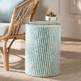 Modern European furniture - Blue Mother Of Pearl End Table - www.oroa.com