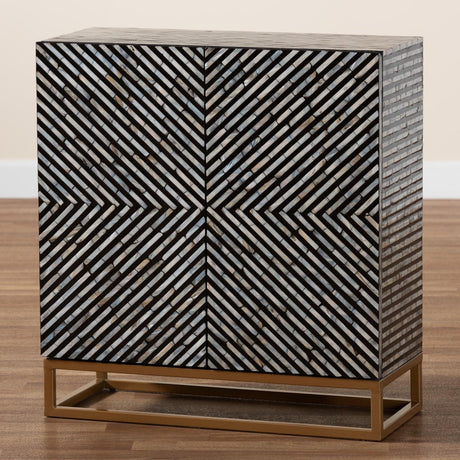 Modern European furniture - Black Gray 2 Door Cabinet - www.oroa.com