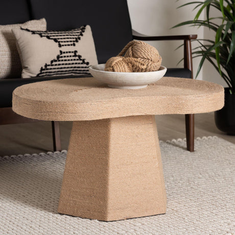 Modern European furniture - Organic Shaped Jute Coffee Table - www.oroa.com