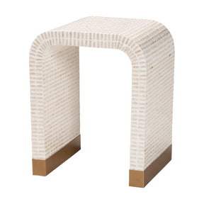 Modern European furniture - White Capiz Shell Side Table - www.oroa.com
