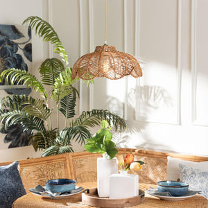 Modern European furniture - Rattan Petal Shaped Pendant Lamp - www.oroa.com