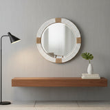 Modern European furniture - White Woven Round Mirror - www.oroa.com