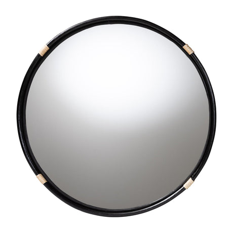 Modern European furniture - Round Black Rattan Wall Mirror - www.oroa.com