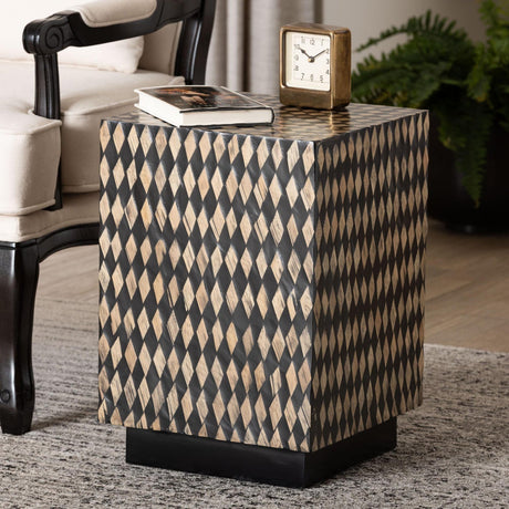 Modern European furniture - Diamond Pattern Bamboo End Table - www.oroa.com