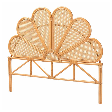 Rattan Scalloped Queen Headboard – Flower – side view