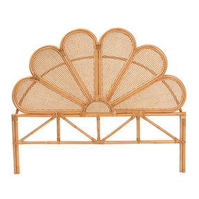 Rattan Scalloped Queen Headboard – Flower – front view