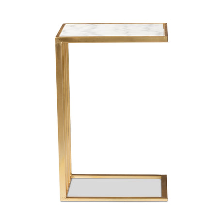 Gold C-Shaped Marble End Table | Novi Living Parkin