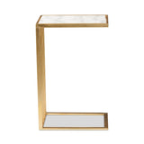 Modern European furniture - Gold C Shaped Marble End Table - www.oroa.com