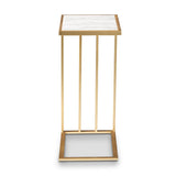 Modern European furniture - Gold C Shaped Marble End Table - www.oroa.com