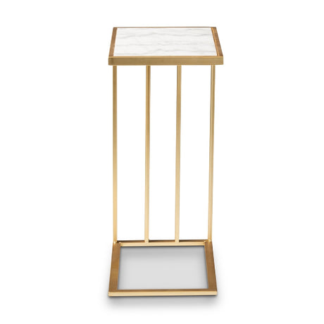 Modern European furniture - Gold C Shaped Marble End Table - www.oroa.com
