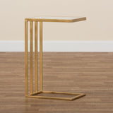 Modern European furniture - Gold C Shaped Marble End Table - www.oroa.com