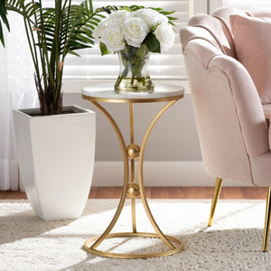   Modern European furniture - Gold Concave Marble End Table - www.oroa.com | Oroa.com
