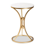 Modern European furniture - Gold Concave Marble End Table - www.oroa.com