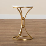 Modern European furniture - Gold Concave Marble End Table - www.oroa.com