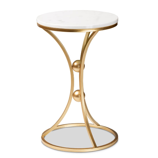 Modern European furniture - Gold Concave Marble End Table - www.oroa.com