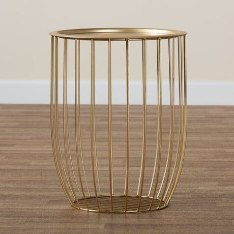 Modern European furniture - Gold Openwork Frame End Table - www.oroa.com