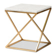 Modern European furniture - Gold Framed Marble End Table - www.oroa.com