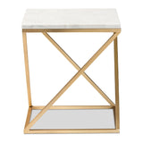 Modern European furniture - Gold Framed Marble End Table - www.oroa.com
