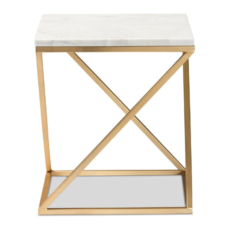 Modern European furniture - Gold Framed Marble End Table - www.oroa.com