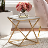 Modern European furniture - Gold Framed Marble End Table - www.oroa.com