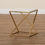 Modern European furniture - Gold Framed Marble End Table - www.oroa.com