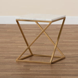 Gold Framed Marble End Table | Bali Loom Hadley | Oroa.com
