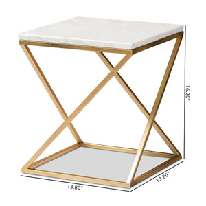 Gold Framed Marble End Table | Bali Loom Hadley | Oroa.com