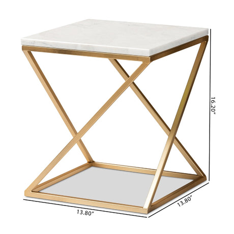 Modern European furniture - Gold Framed Marble End Table - www.oroa.com