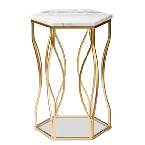 Hexagonal Marble End Table | Novi Living Kalena