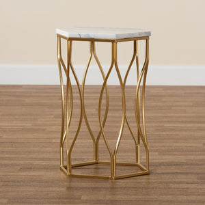 Hexagonal Marble End Table | Novi Living Kalena
