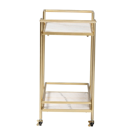 Modern European furniture - Gold-Framed Marble Wine Cart - www.oroa.com